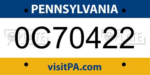 0C70422 Pennsylvania License Plate