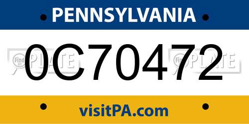 0C70472 Pennsylvania License Plate