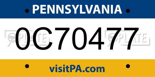 0C70477 Pennsylvania License Plate