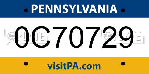 0C70729 Pennsylvania License Plate