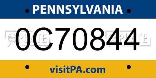 0C70844 Pennsylvania License Plate