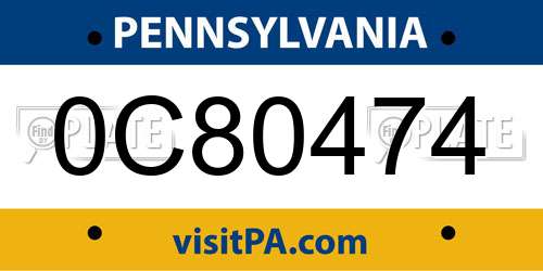 0C80474 Pennsylvania License Plate