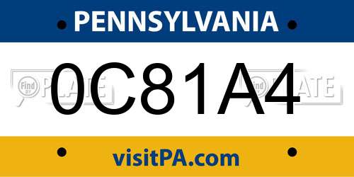 0C81A4 Pennsylvania License Plate