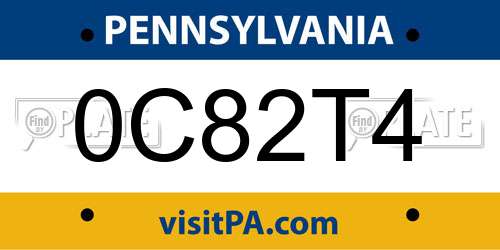 0C82T4 Pennsylvania License Plate