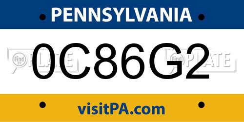 0C86G2 Pennsylvania License Plate