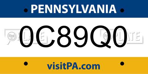 0C89Q0 Pennsylvania License Plate