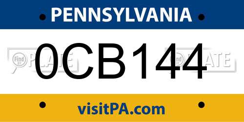 0CB144 Pennsylvania License Plate