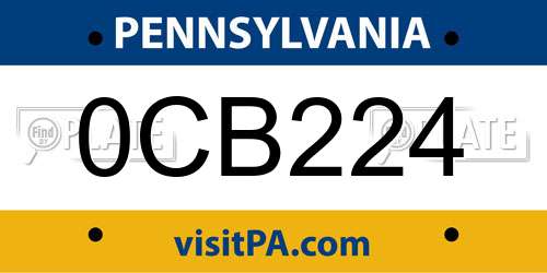 0CB224 Pennsylvania License Plate