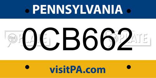 0CB662 Pennsylvania License Plate