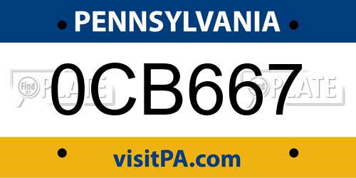0CB667 Pennsylvania License Plate