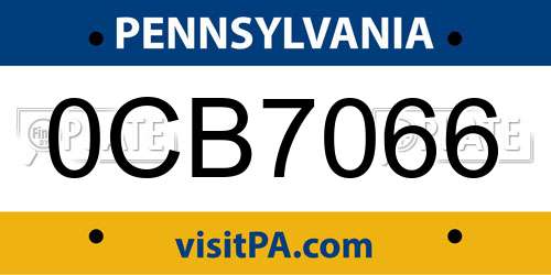 0CB7066 Pennsylvania License Plate