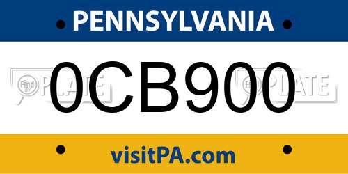 0CB900 Pennsylvania License Plate