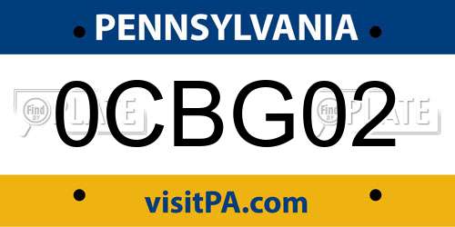 0CBG02 Pennsylvania License Plate