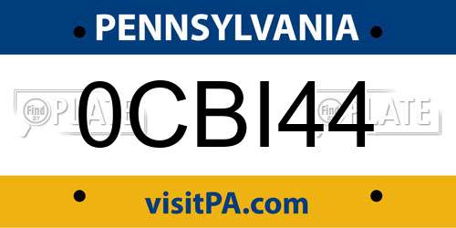 0CBI44 Pennsylvania License Plate