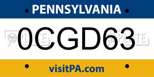 0CGD63 Pennsylvania License Plate