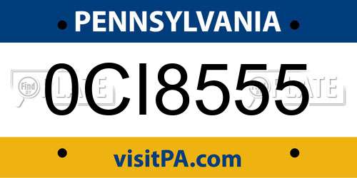 0CI8555 Pennsylvania License Plate