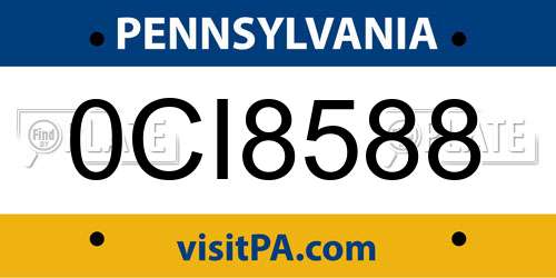 0CI8588 Pennsylvania License Plate