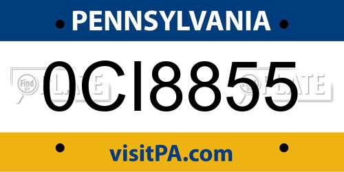 0CI8855 Pennsylvania License Plate