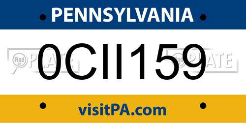 0CII159 Pennsylvania License Plate