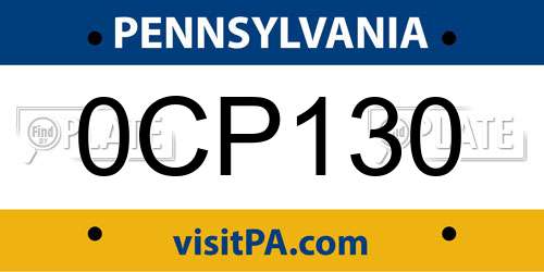 0CP130 Pennsylvania License Plate