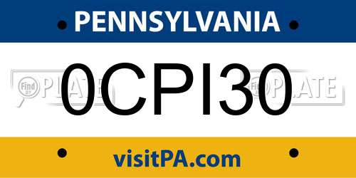 0CPI30 Pennsylvania License Plate