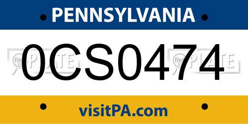 0CS0474 Pennsylvania License Plate