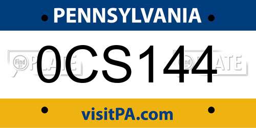 0CS144 Pennsylvania License Plate