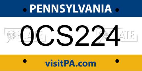 0CS224 Pennsylvania License Plate