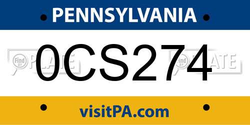 0CS274 Pennsylvania License Plate