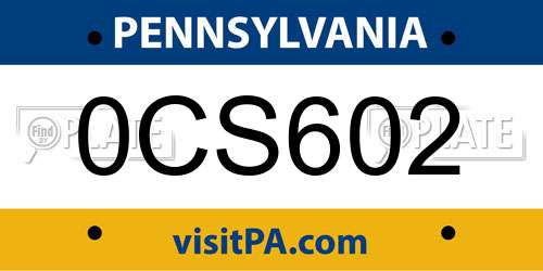 0CS602 Pennsylvania License Plate