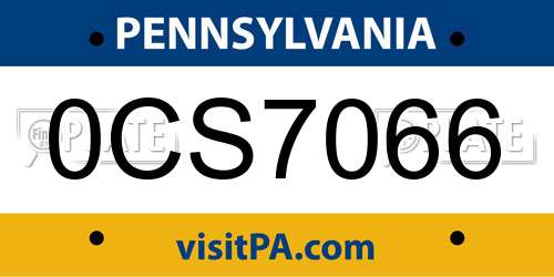 0CS7066 Pennsylvania License Plate