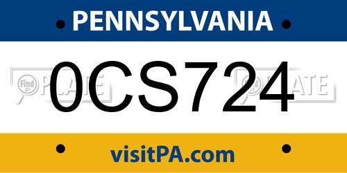 0CS724 Pennsylvania License Plate
