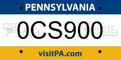 0CS900 Pennsylvania License Plate