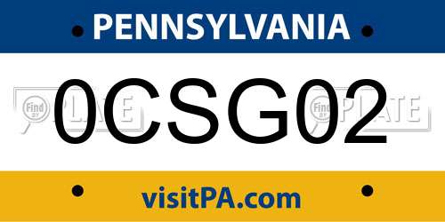0CSG02 Pennsylvania License Plate