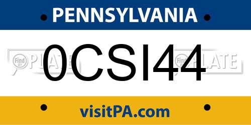 0CSI44 Pennsylvania License Plate