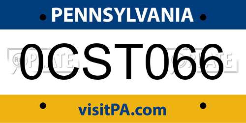 0CST066 Pennsylvania License Plate