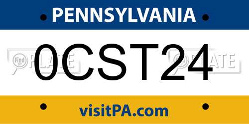 0CST24 Pennsylvania License Plate