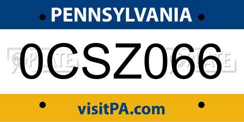 0CSZ066 Pennsylvania License Plate