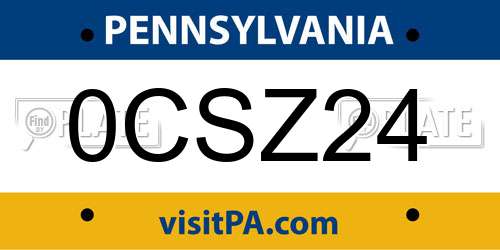 0CSZ24 Pennsylvania License Plate