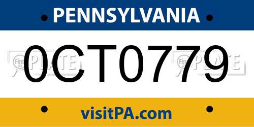 0CT0779 Pennsylvania License Plate