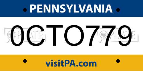 0CTO779 Pennsylvania License Plate