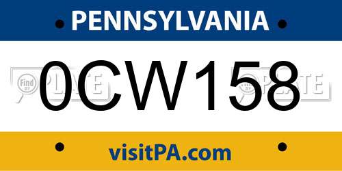 0CW158 Pennsylvania License Plate