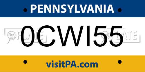 0CWI55 Pennsylvania License Plate