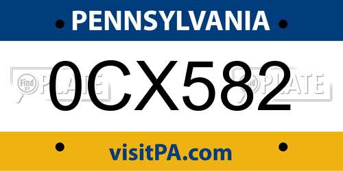 0CX582 Pennsylvania License Plate