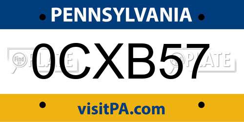 0CXB57 Pennsylvania License Plate