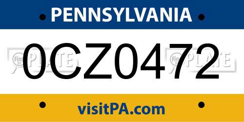 0CZ0472 Pennsylvania License Plate
