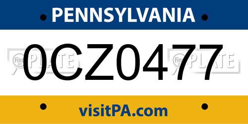 0CZ0477 Pennsylvania License Plate