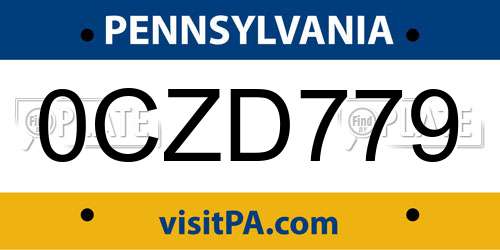 0CZD779 Pennsylvania License Plate