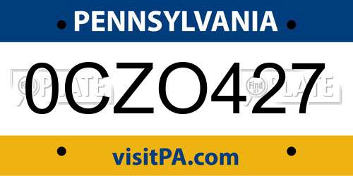0CZO427 Pennsylvania License Plate
