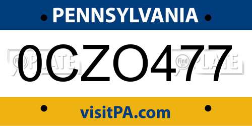 0CZO477 Pennsylvania License Plate